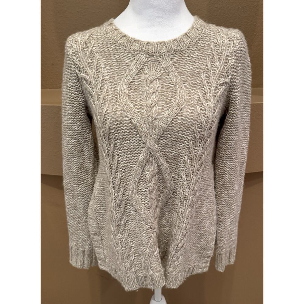 Madewell Beige Firelight Marled Cable Knit Side Slit Pullover Sweater Size XS